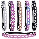 Bandanas de glitter FROG SAC para meninas, faixas de cabelo com coração x6