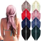 Bandanas de seda Zhanmai para mulheres, lenço de cabeça quadrado de cetim