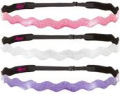 Bandanas Hipsy NO SLIP Wave Glitter para mulheres, pacote com 3 roxas/prateadas/rosa