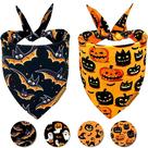 Bandanas para cães Raisingwell Halloween Bat Pumpkin Reversíveis, Pacote com 2