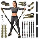 Bandas de Resistência Tubulares para Exercícios Masculinos e Femininos - Conjunto de Bandas de Resistência com Barra, Alças, Tiras para Tornozelo, Tiras para Pés e Âncora de Porta, Bandas Tubulares para Treino (Verde Militar)