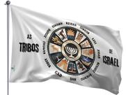 Bandeira as doze tribos de Israel Uma Face 0,90x1,28m - Culto Igreja Entrega Rápida