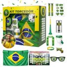 Bandeira Brasil Copa Do Mundo Kit Torcida 11 Peças Premium Com Corneta Óculos Tabela E Acessórios