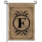 Bandeira de jardim Anley Classic Monogram Letter F 45x32cm Poliéster