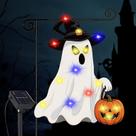 Bandeira de jardim GOAUS Halloween LED Solar 30x46 cm de dupla face