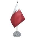 Bandeira De Mesa Dupla Face Catar Com Mastro 30 Cm Cetim