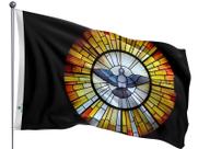 Bandeira Divino Espírito Santo Pomba Dupla Face Estampada Tamanho 90x128cm