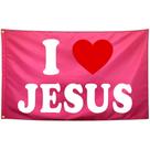 Bandeira Eu Amo Jesus Poliéster Rosa Vibrante 90x150cm Bandeira Eu Amo Jesus Poliéster Rosa Vibrante 90x150cm