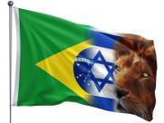 Bandeira Evangélica Brasil Israel Leão De Judá Estampada 0,90x1,28m - Cod. 544602