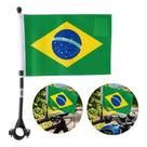 Bandeira Haste Para Bike Moto 14x21cm Copa Brasil Regulável Verde/ Amarelo