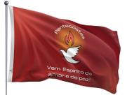 Bandeira Pentecostes Espírito Santo Pomba Branca Fogo Dupla Face Estampada Tamanho 90x128cm