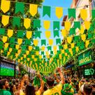 Bandeirinhas Festa Junina Verde e Amarelo de Plástico Resistente para Área Externa