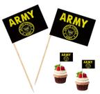Bandeirinhas para palito FHZJKJX USA Army com brasão dourado, 100 unidades Bandeirinhas para palito FHZJKJX USA Army com brasão dourado, 100 unidades