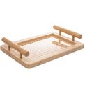 Bandeja 29cm X 19,5cm X 6,5cm De Bambu Com Alca E Fundo Em Treliça