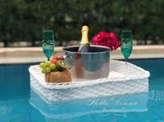 Bandeja Artesanal de Vime Natural Flutuante Piscina e Decoração