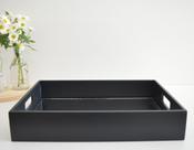 Bandeja B095 Preta Mdf Decoração Espelho Festa Cha Cafe Tacas Copos Bebidas