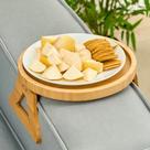 Bandeja braco sofa bambu redondo porta copos dobravel