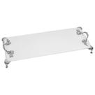 Bandeja Branca Vidro Para Sala Cozinha Lavabo Pé Alça 25x10