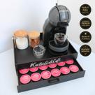 Bandeja Café da Manhã com Gaveta Porta Capsula Grande Preta Bandeja Café da Manhã com Gaveta Porta Capsula Grande Preta