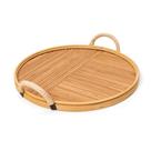 Bandeja Circular em MDF e Rattan com Alça 35cm - Copa&ampCia