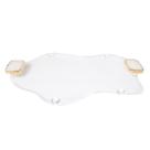 Bandeja De Acrílico Com Pedra Quartzo Branco Com Borda Banhada Ouro 24K G