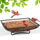 Bandeja de alimentação de pássaros MIXIDEA 28x28 cm Metal Mesh Outdoor