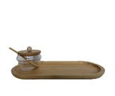 Bandeja de bambu 34 x 14 cm com ACUCAREIRO - Cha Cafe