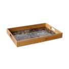 Bandeja de bambu com fundo em estampa marmorizada 39.5cm