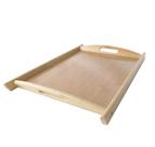 Bandeja de bambu retangular com alça na lateral 44x30cm