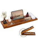 Bandeja de banheira de teca Fun Memories Luxury Expansível Light Walnut
