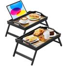 Bandeja de café da manhã na cama Easoger Bamboo com pernas dobráveis, pacote com 2