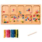 Bandeja de classificação de números BLUE GINKGO Wooden com bolas de feltro de 3 anos