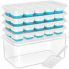Bandeja de cubos de gelo DOQAUS com tampa e compartimento, pacote com 4 unidades de silicone