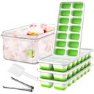 Bandeja de cubos de gelo GEWTYOD com tampa e compartimento, pacote com 4 unidades de silicone