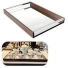 Bandeja de Madeira com Espelho 60x35cm Grande Luxo Ideal para Aparador, Cantinho do Café Wolff