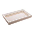 Bandeja de Madeira com Sisal e Bambu Branca 37,5cm x 23,5cm