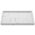 Bandeja de Mármore Terrazzo Lyor 26,5x17x2cm Decorativa Retangular Branca Casa Banheiro