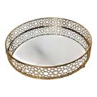 Bandeja de Metal com Espelho Redondo Decorativo metalizado Dourado Penteadeira Perfumes Bandeja de Metal com Espelho Redondo Decorativo metalizado Dourado Penteadeira Perfumes