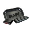 Bandeja de Metal Preta Fosca 18x14cm com Recipiente de Lata para Acessórios de Cigarro Bandeja de Metal Preta Fosca 18x14cm com Recipiente de Lata para Acessórios de Cigarro