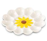 Bandeja de ovos cozida YU&CH Ceramic Girassol White para festa