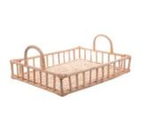 Bandeja de rattan com alça nature 37,5x28x14cm
