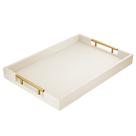 Bandeja de servir Atzymolin Wood 43x31cm com alças de metal brancas Bandeja de servir Atzymolin Wood 43x31cm com alças de metal brancas