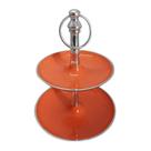 Bandeja de servir Benzara Lio 30 cm, 2 camadas, laranja, prata