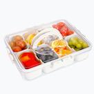 Bandeja de servir dividida ALYBIT Snackle Box com tampa e alça transparentes