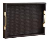 Bandeja de servir HofferRuffer Faux Leather com alças douradas 41x31cm