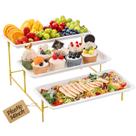 Bandeja de servir Lifewit Plastic de 3 camadas para festa 35,5 x 21 cm branca