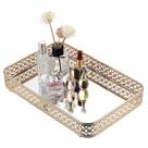Bandeja de vaidade ELLDOO em vidro esculpido oco e metal dourado 30x20x5cm