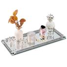Bandeja de vaidade YCWF Silver Glass para cômoda de quarto 35x15x2,5 cm