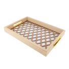 Bandeja Decorativa 23x33cm em MDF com Fundo de Acrílico e Alças Douradas Unidade