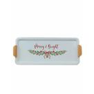 Bandeja Decorativa Azevinho Merry Christmas Mesa Posta Natalina Metal 55 X 23 cm